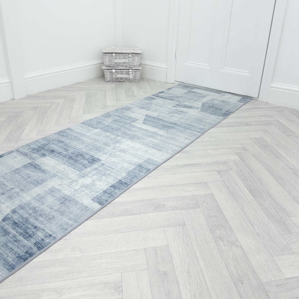 Sidney Light Blue Washable Hall Runner