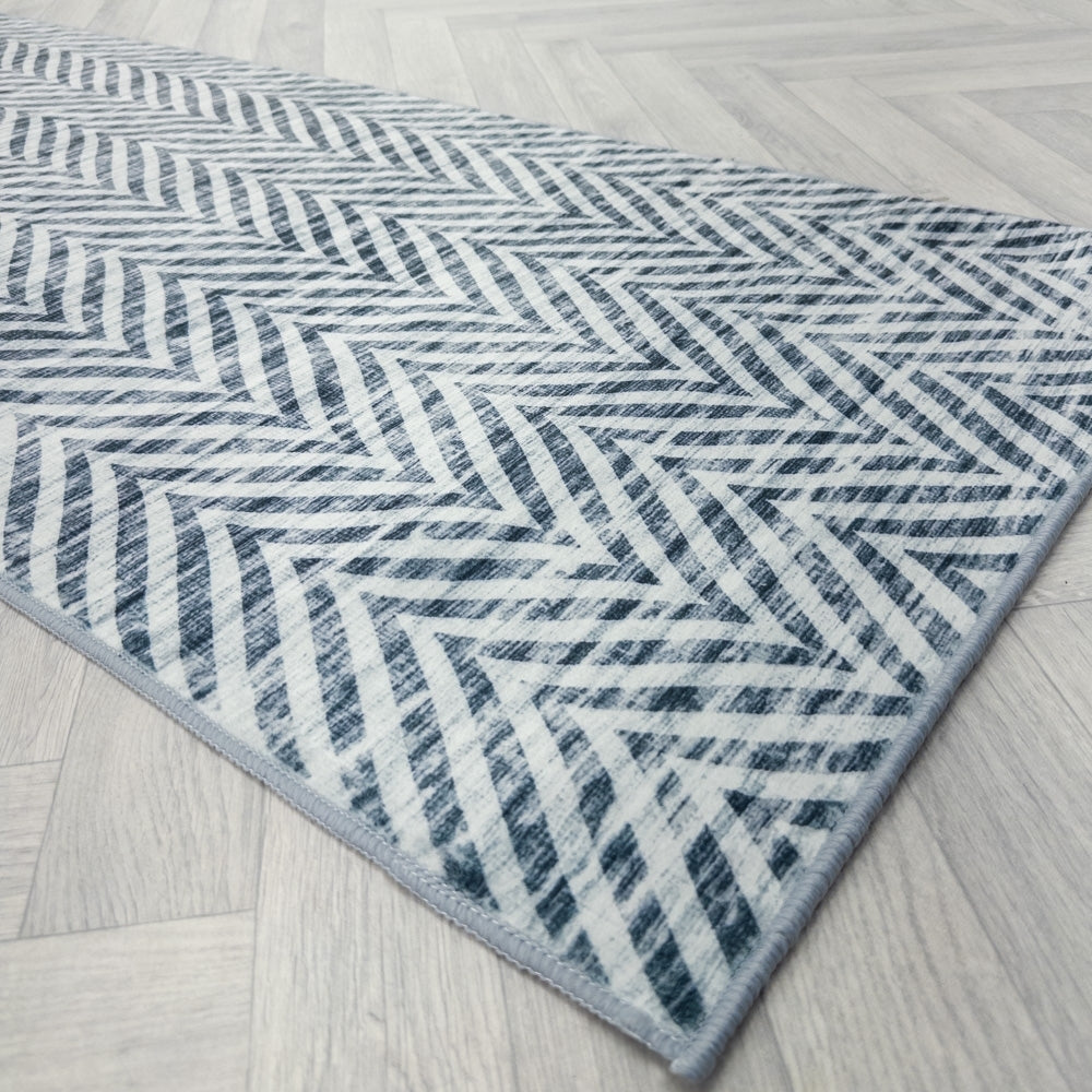 Mavy Light Blue Washable Hall Runner