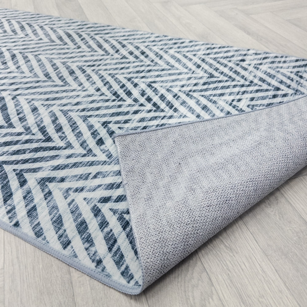 Mavy Light Blue Washable Hall Runner