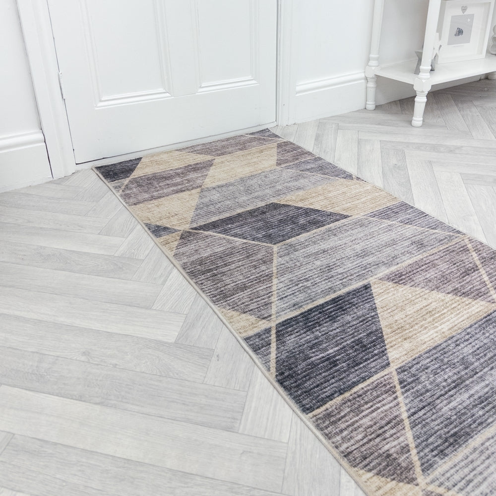 Shamir Grey/Ivory Washable Hall Runner