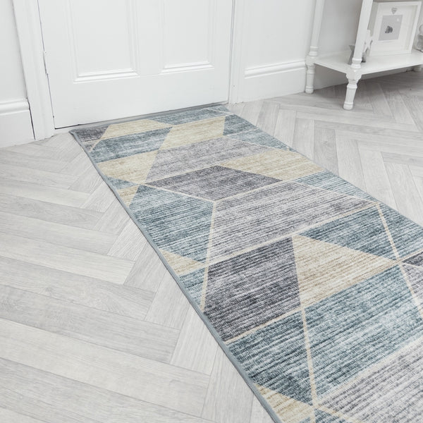 Shamir Multi/Blue Washable Hall Runner