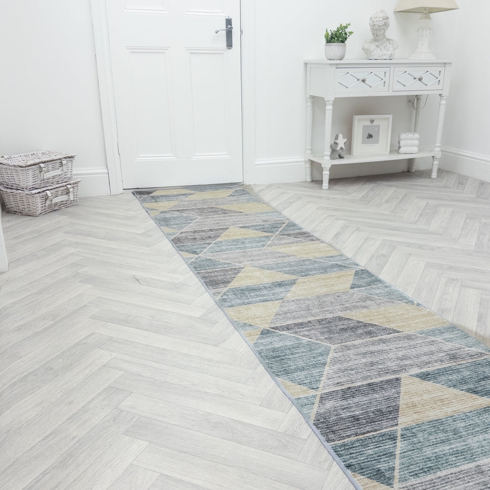 Shamir Multi/Blue Washable Rug Runner