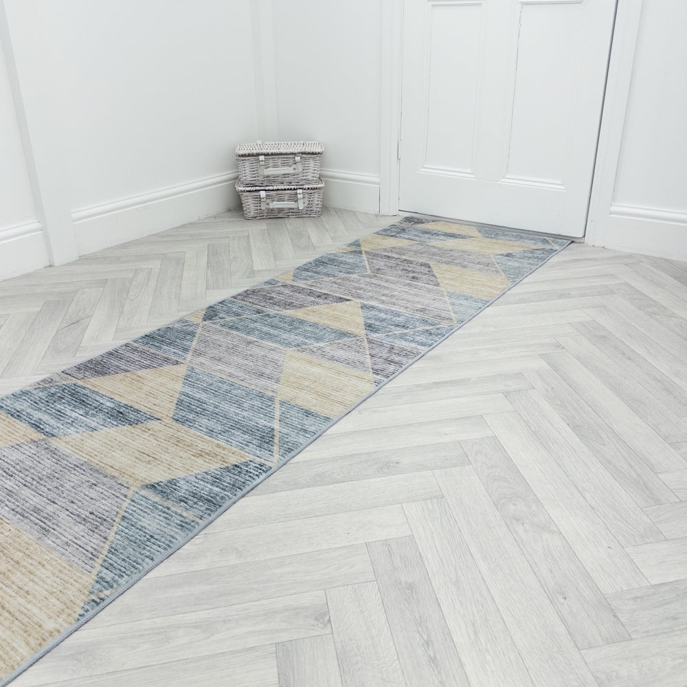 Shamir Multi/Blue Washable Rug Runner