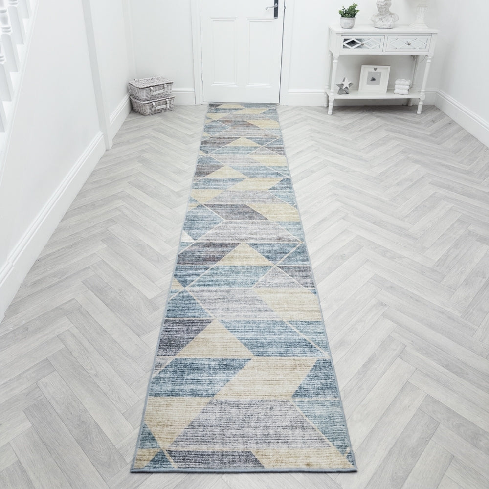 Shamir Multi/Blue Washable Rug Runner