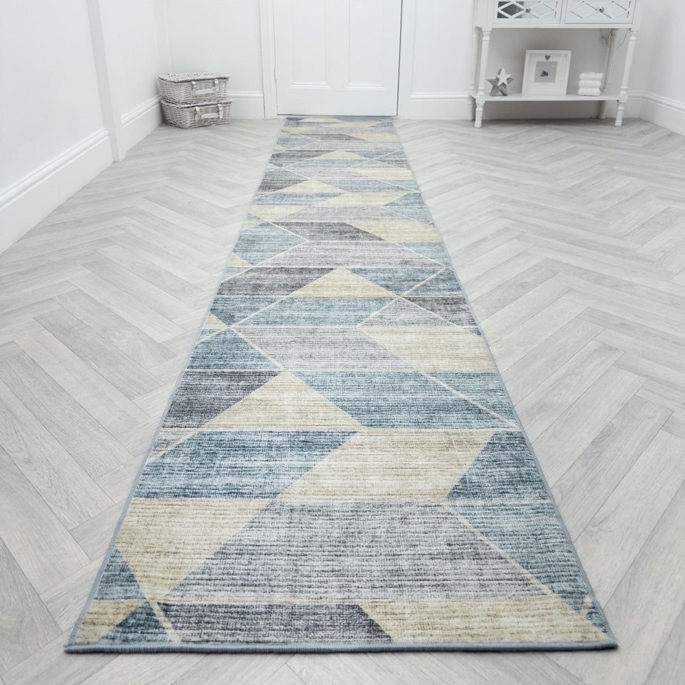 Shamir Multi/Blue Washable Rug Runner