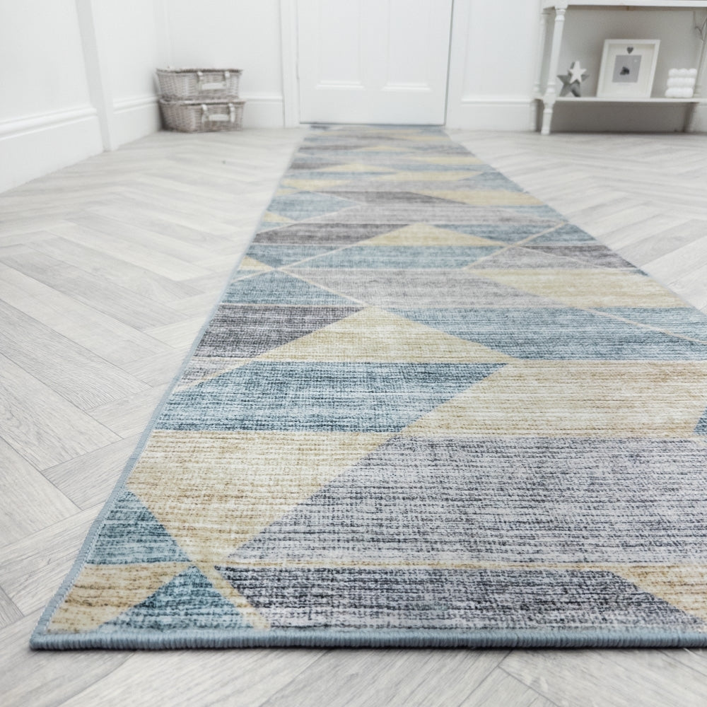 Shamir Multi/Blue Washable Rug Runner