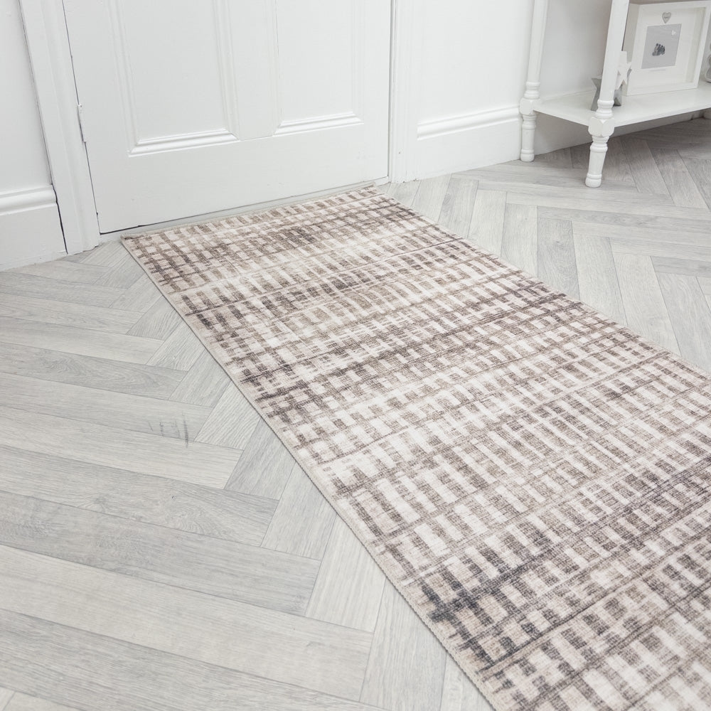 Santona Beige Washable Hall Runner