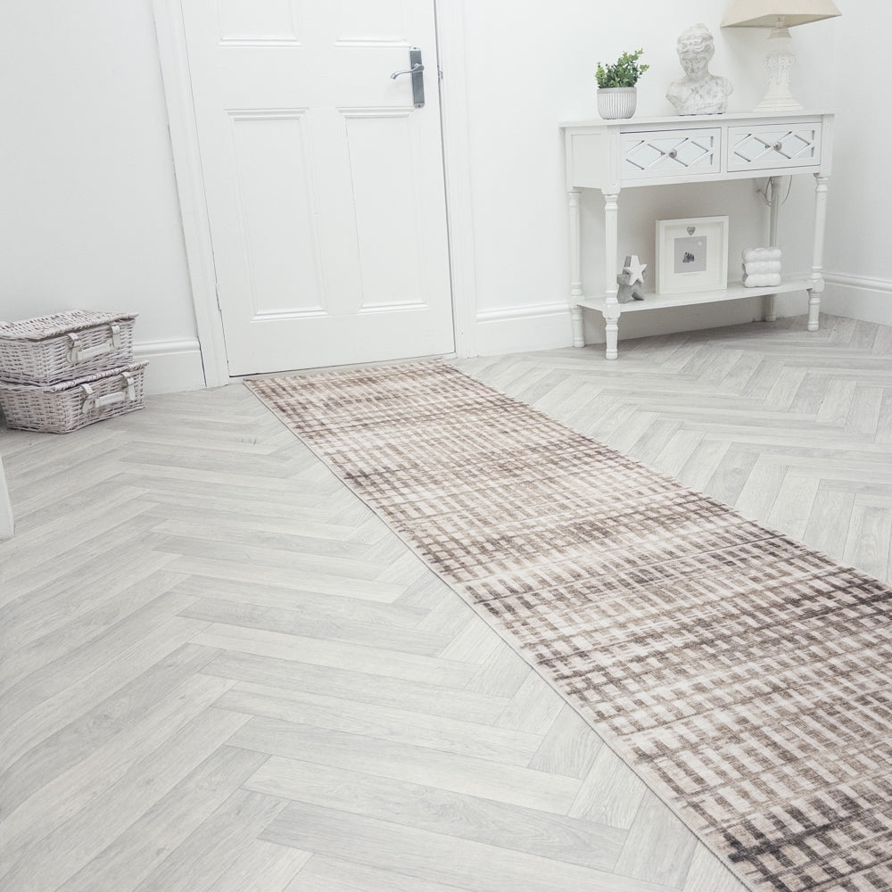 Santona Beige Washable Rug Runner