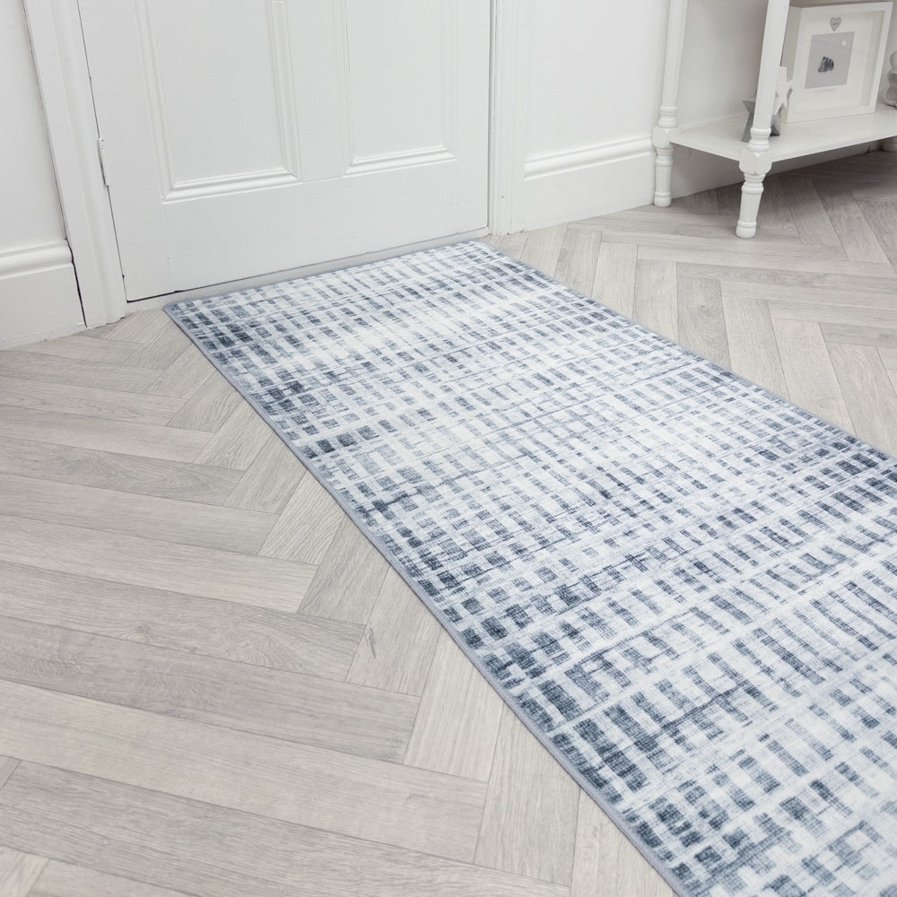 Santona Light Blue Washable Hall Runner