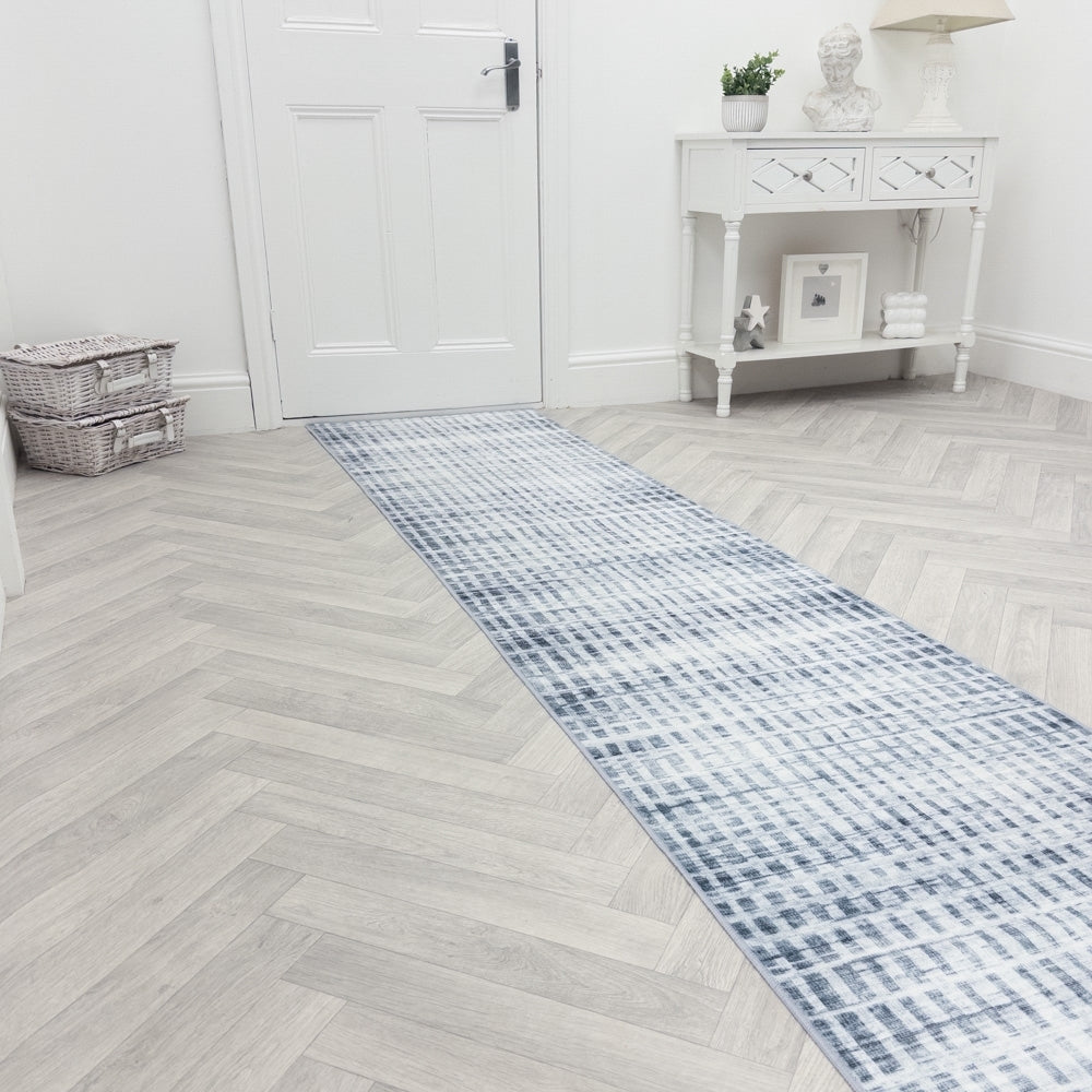 Santona Light Blue Washable Hall Runner