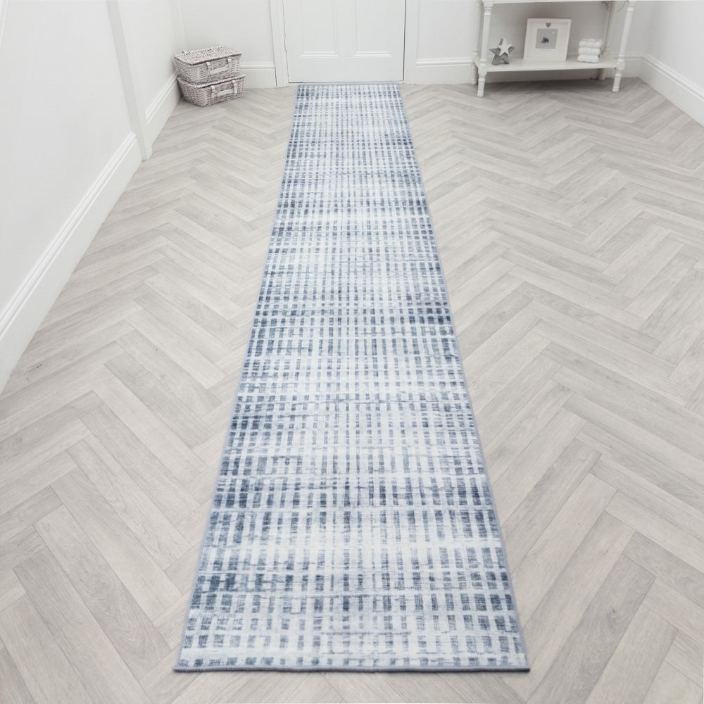 Santona Light Blue Washable Hall Runner