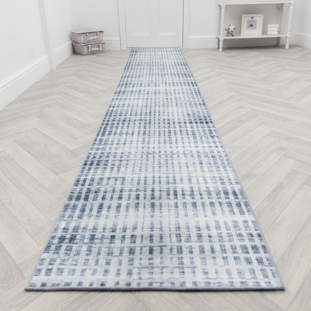 Santona Light Blue Washable Hall Runner