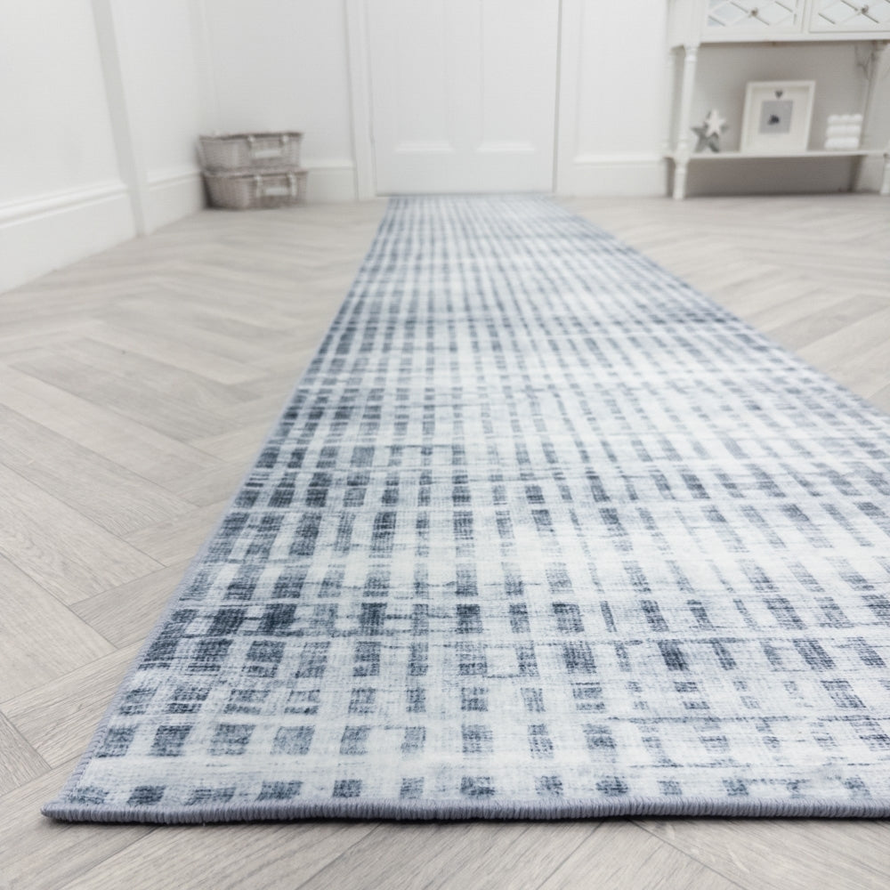 Santona Light Blue Washable Hall Runner