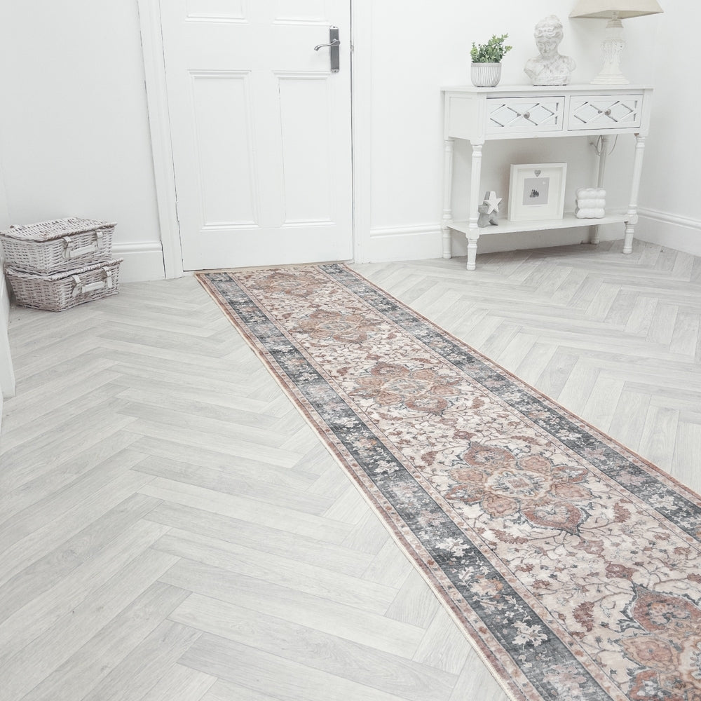 Santiago Terracotta Washable Hall Runner