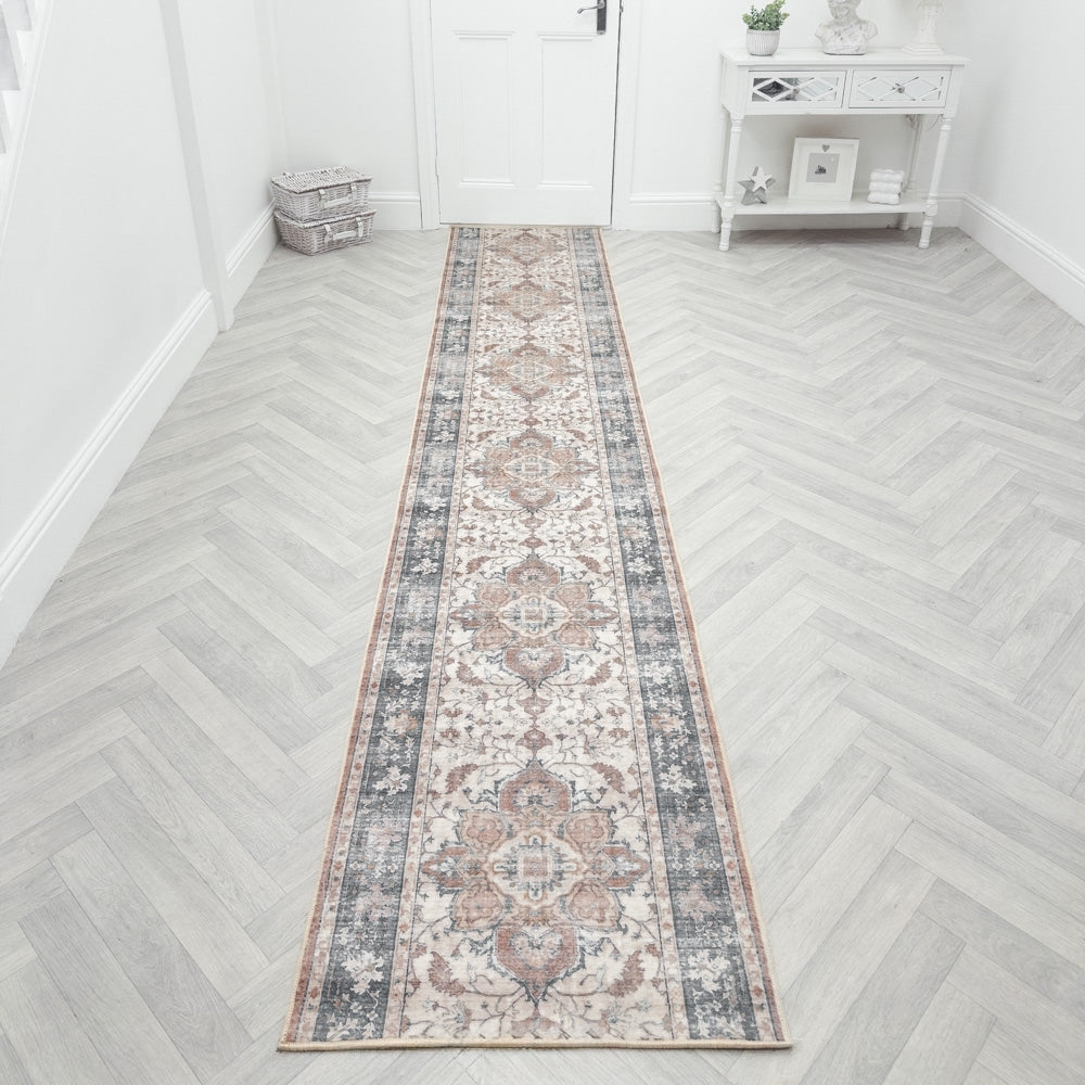 Santiago Terracotta Washable Hall Runner
