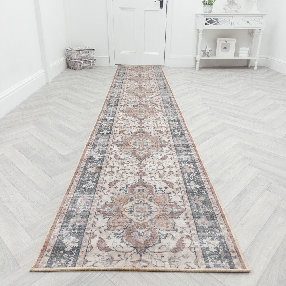 Santiago Terracotta Washable Hall Runner