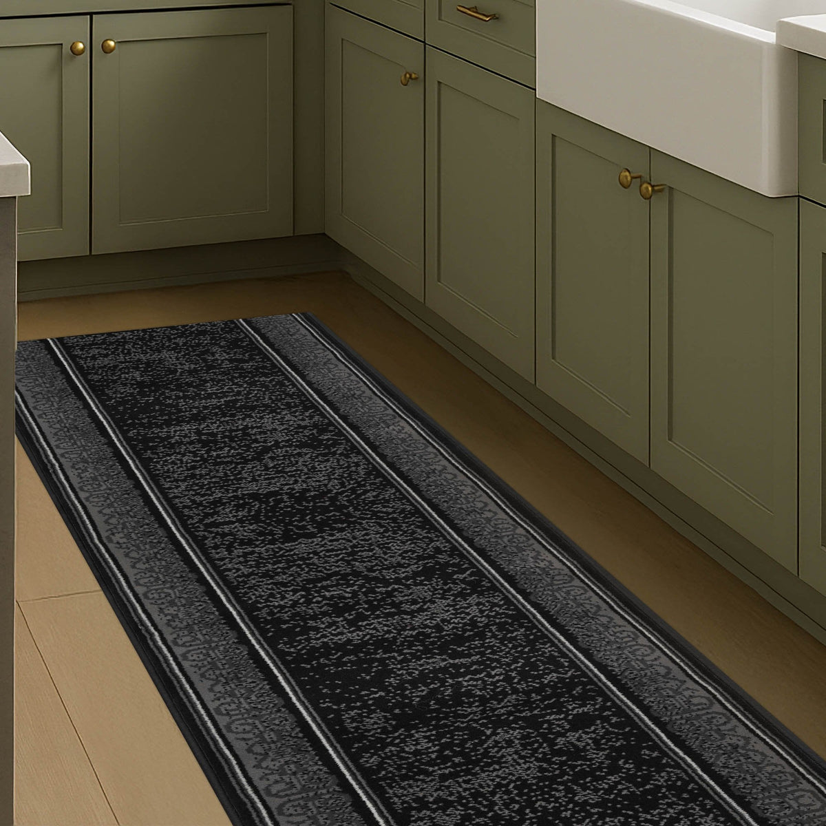 Tribal Black Kitchen Runner