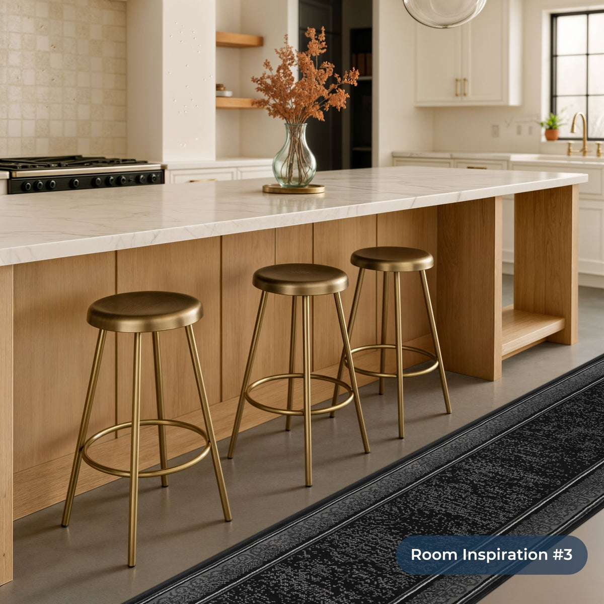 Tribal Black Kitchen Runner