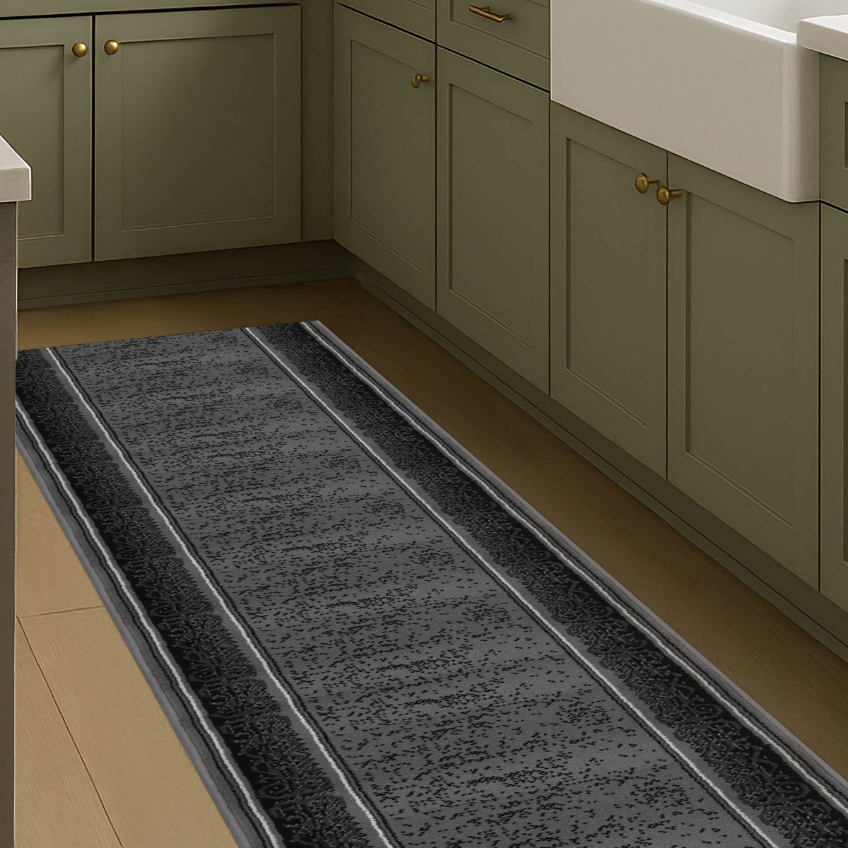 Tribal Dark Grey Kitchen Runner