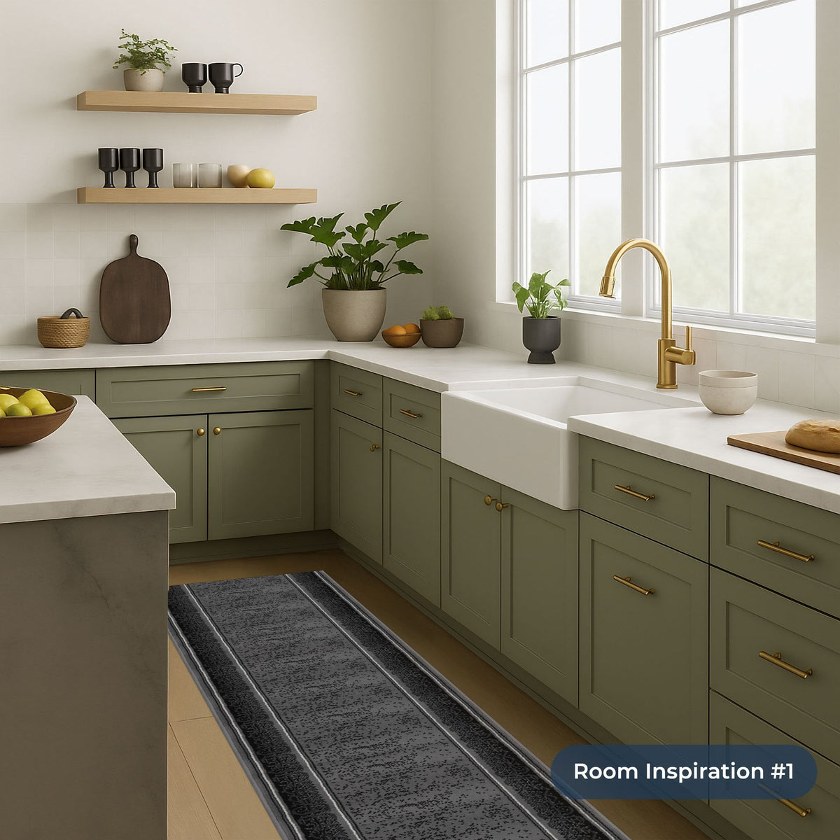 Tribal Dark Grey Kitchen Runner