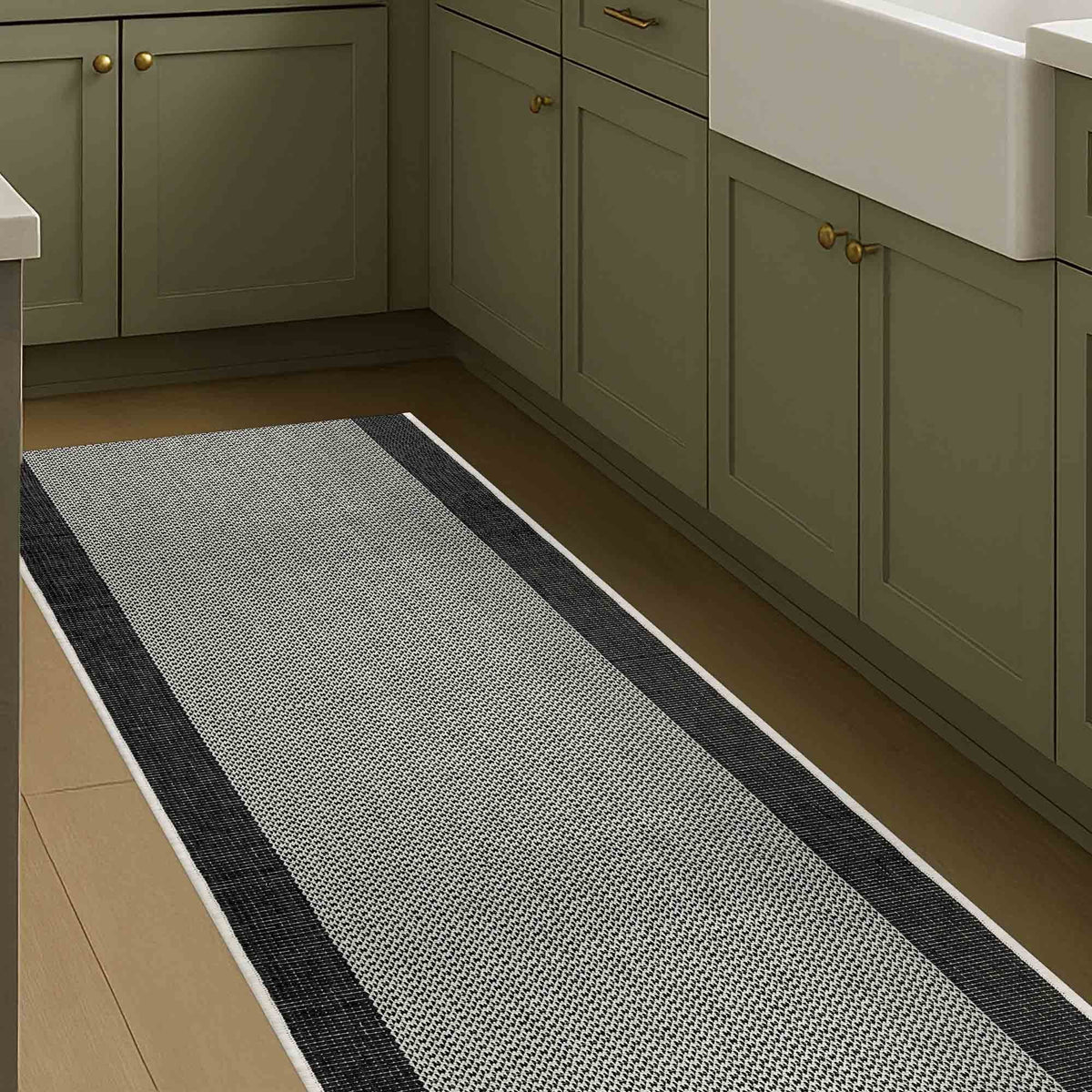 Vichy Black A Kitchen Runner