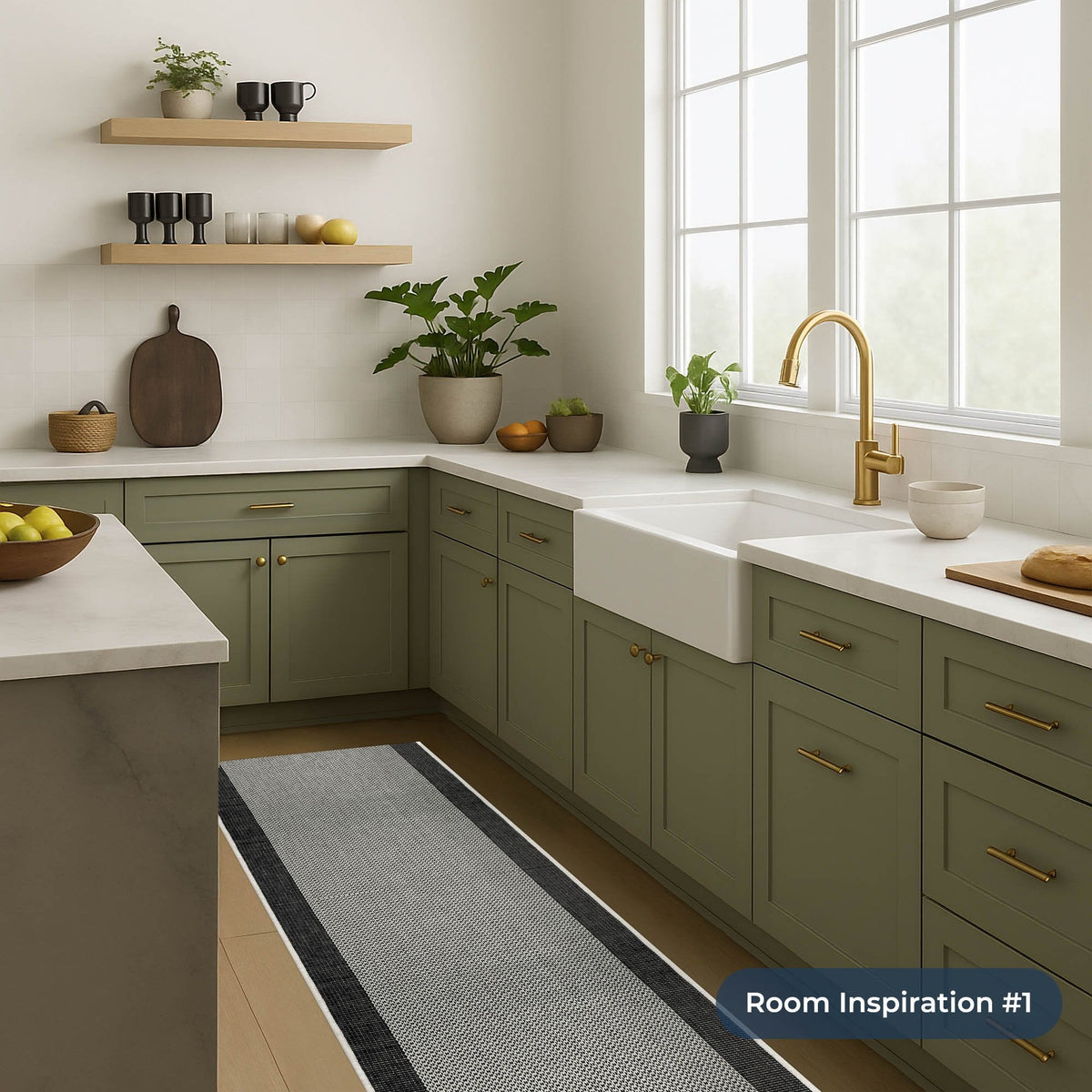 Vichy Black A Kitchen Runner
