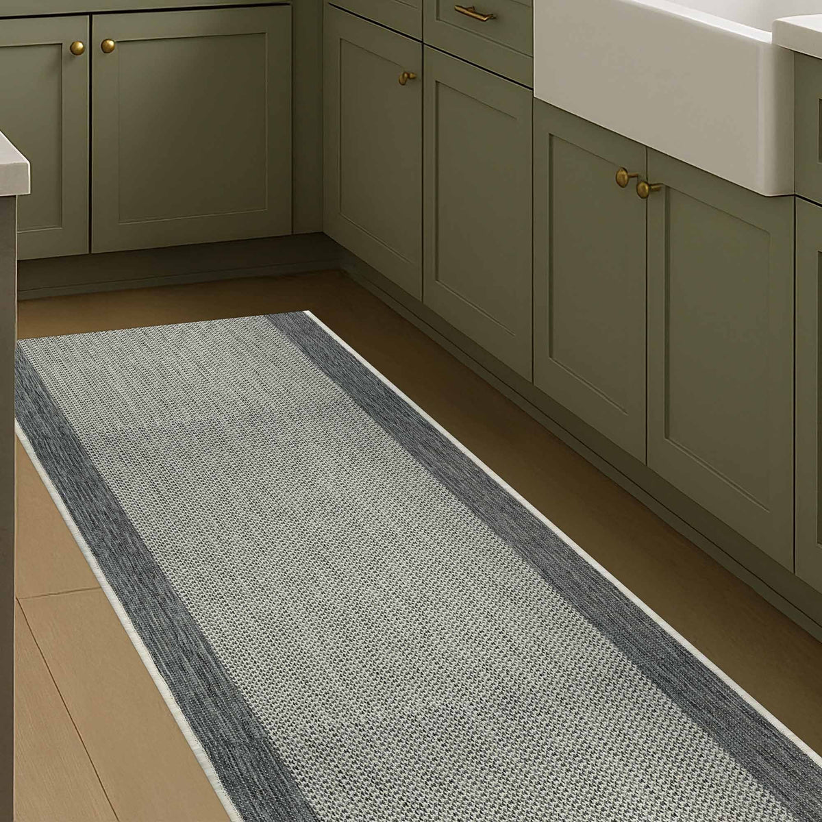 Vichy Grey A Kitchen Runner