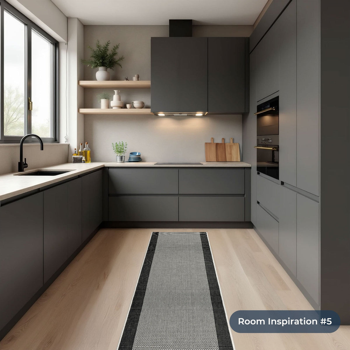 Vichy Black A Kitchen Runner