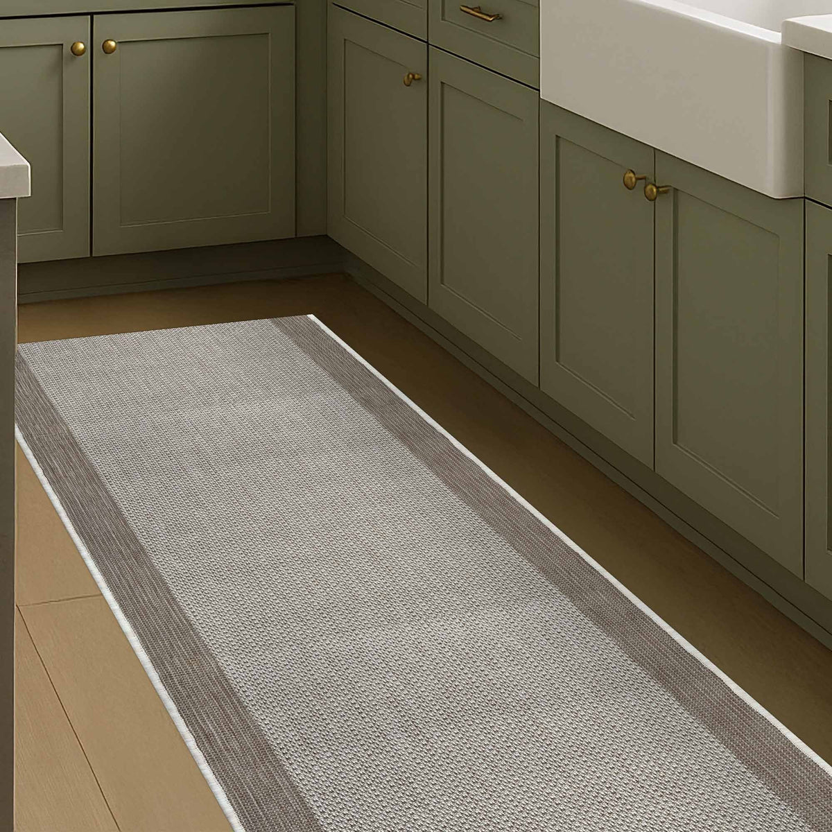 Vichy Beige A Kitchen Runner