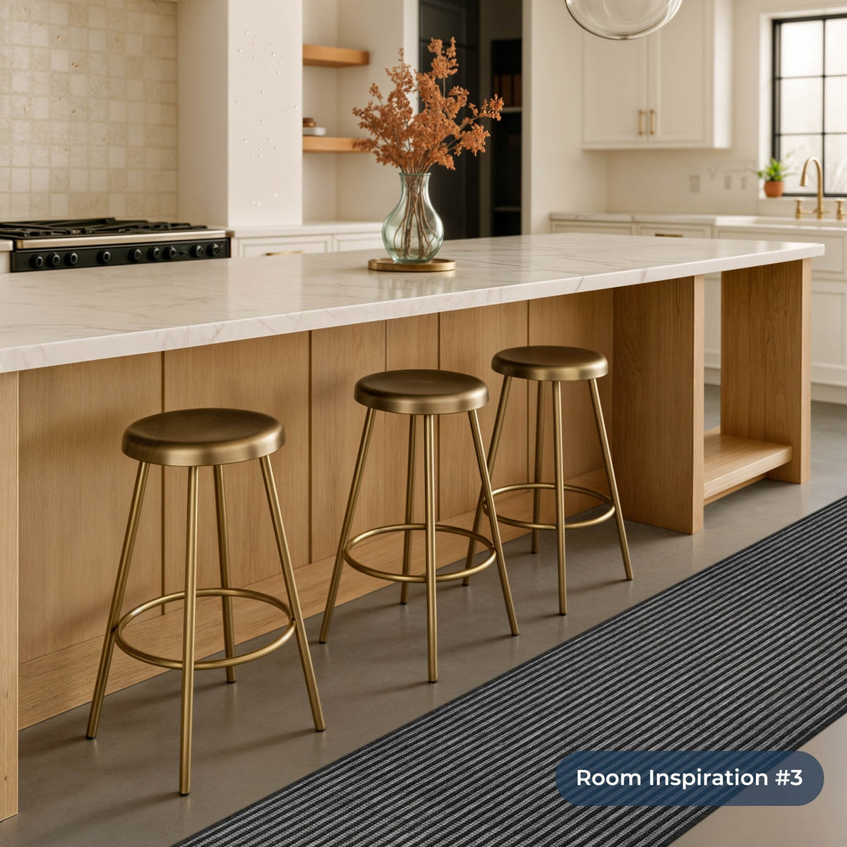 Pinstripe Black Kitchen Runner