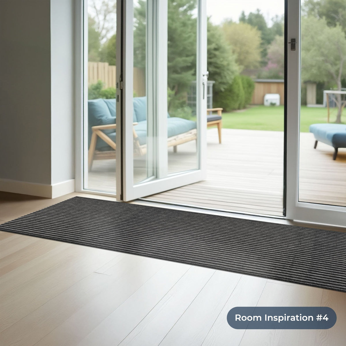 Pinstripe Black Kitchen Runner