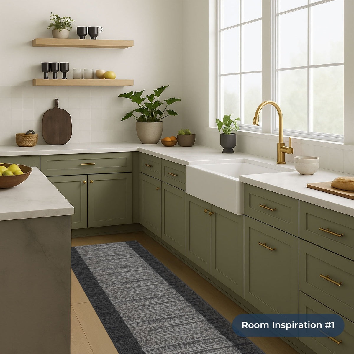 Morning Mist Dark Grey Kitchen Runner