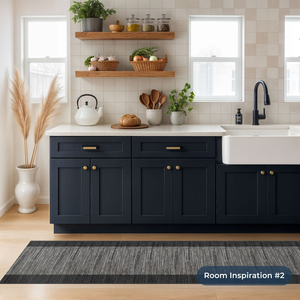 Morning Mist Dark Grey Kitchen Runner
