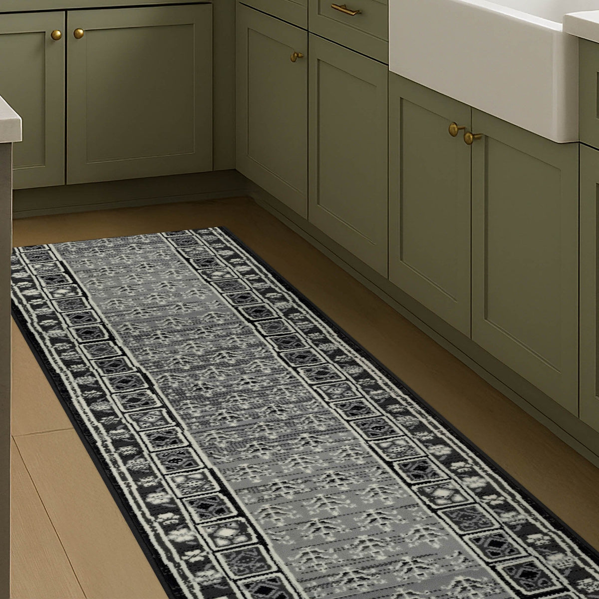 Mayan Dark Gray Kitchen Runner