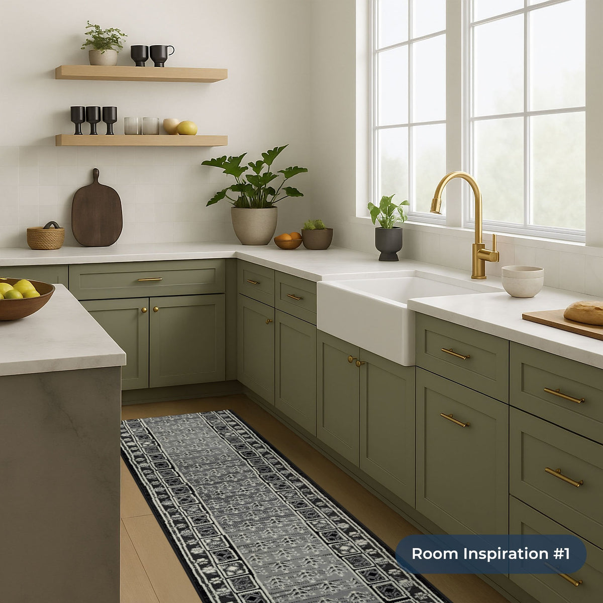 Mayan Dark Gray Kitchen Runner