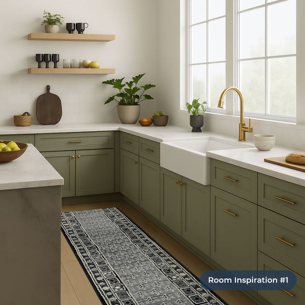 Mayan Dark Gray Kitchen Runner
