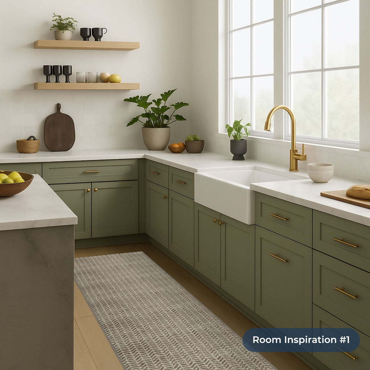 Empire Light Brown Kitchen Runner