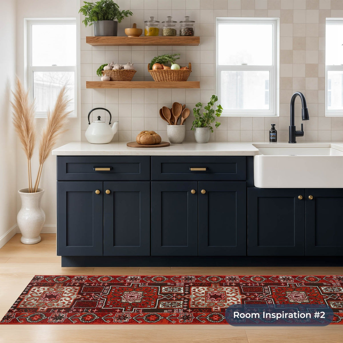Abstract Red Kitchen Runner