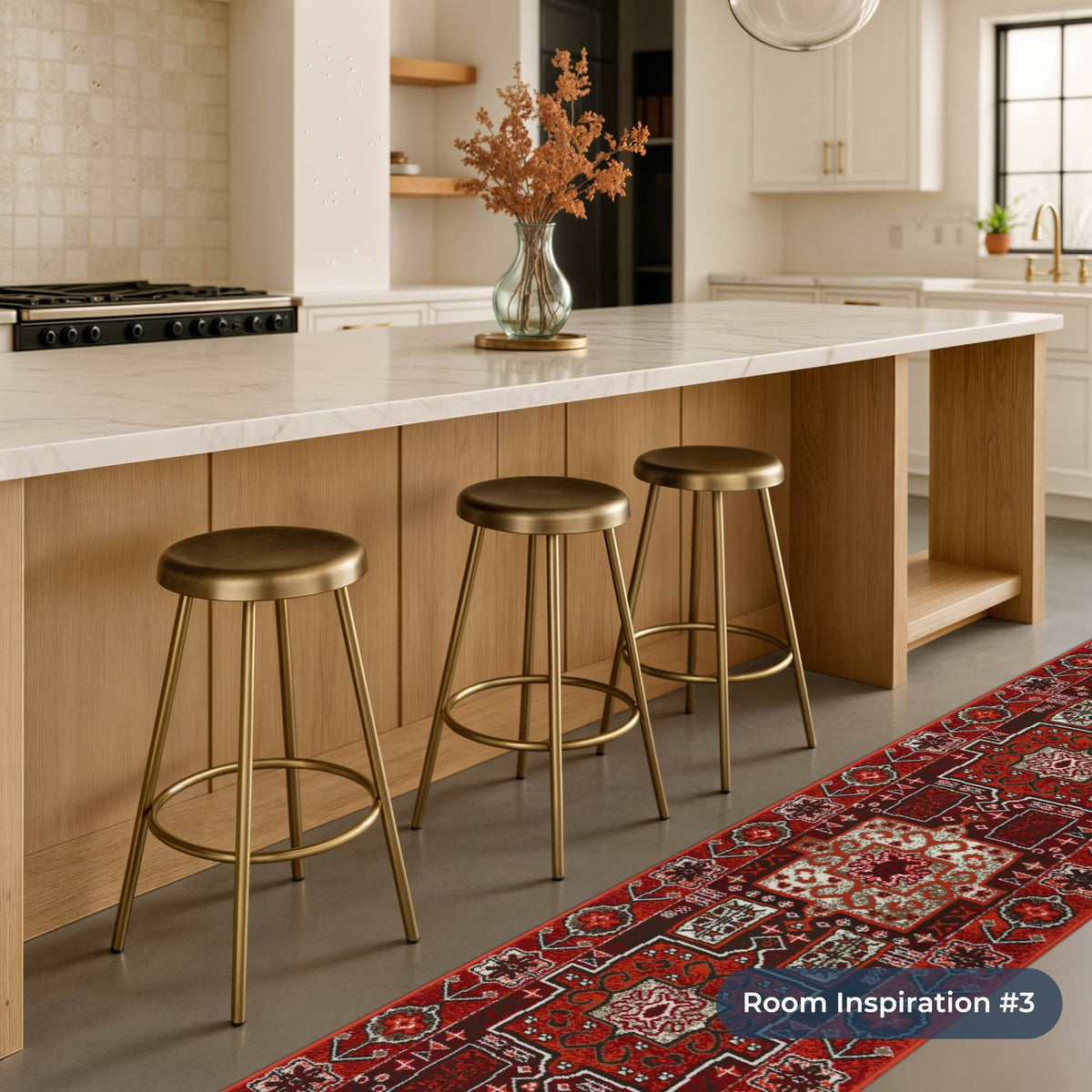 Abstract Red Kitchen Runner