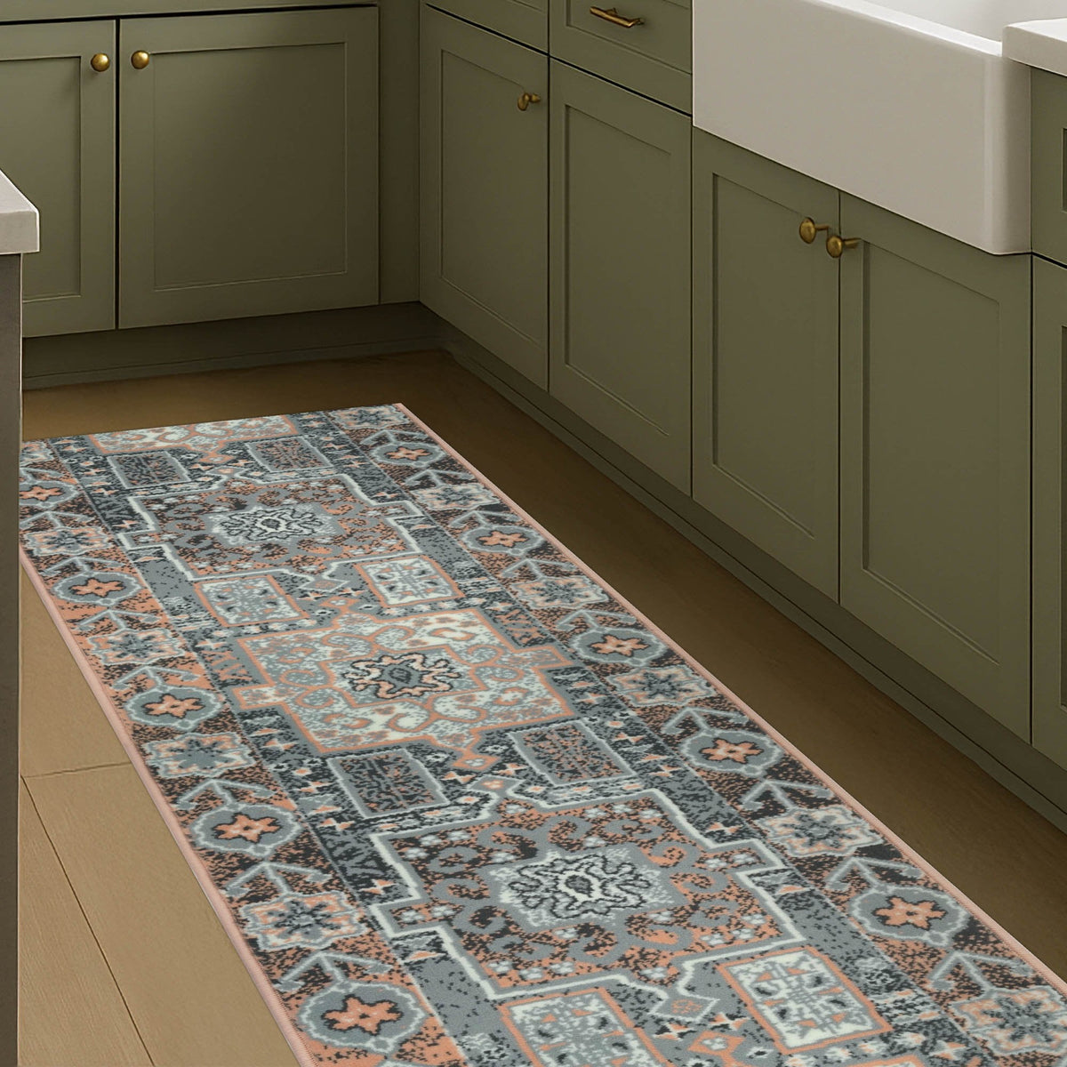 Abstract Pink Kitchen Runner