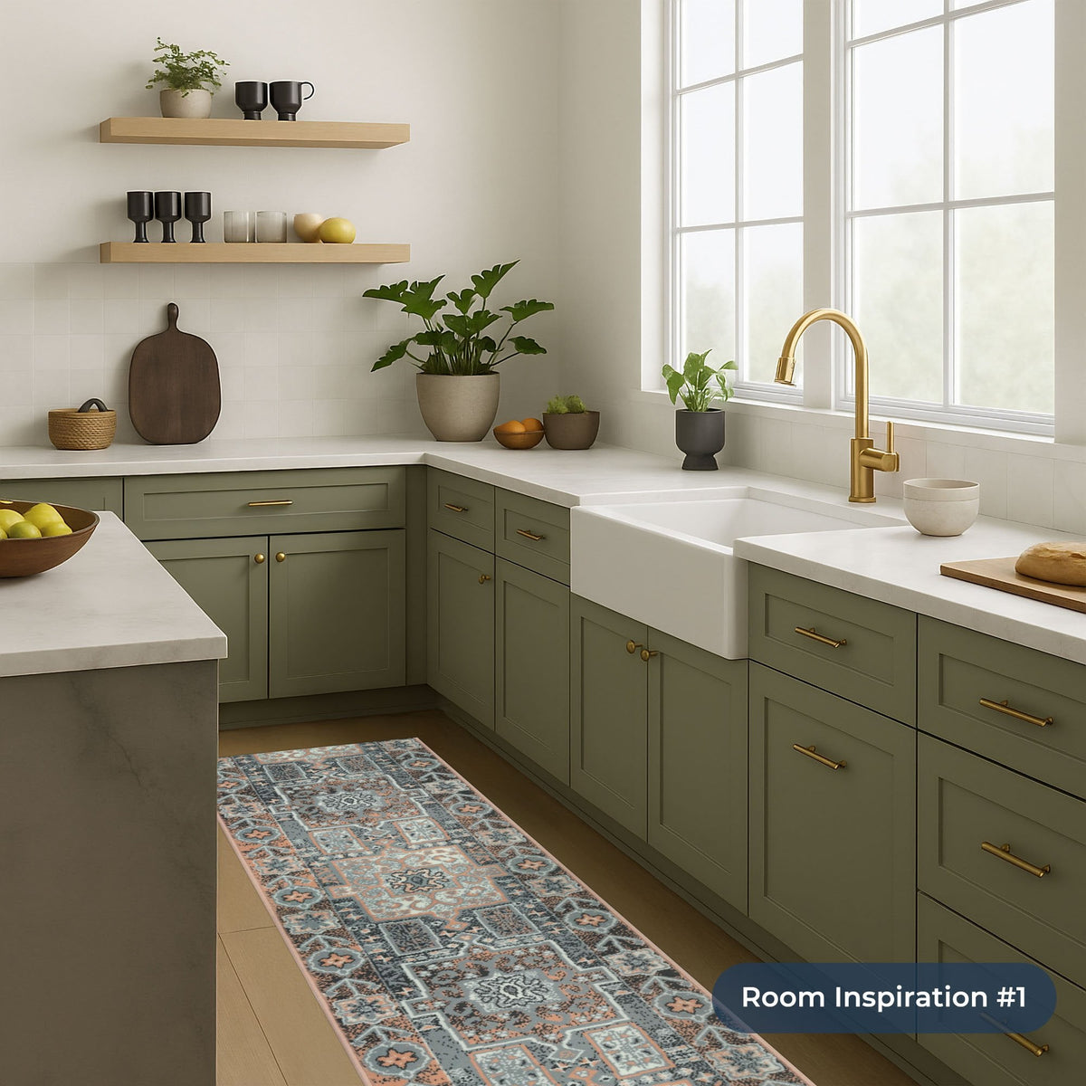 Abstract Pink Kitchen Runner