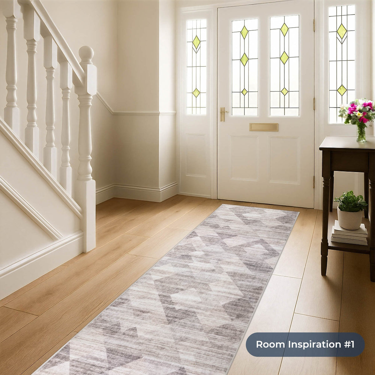 Samuel Grey/Ivory Washable Hall Runner