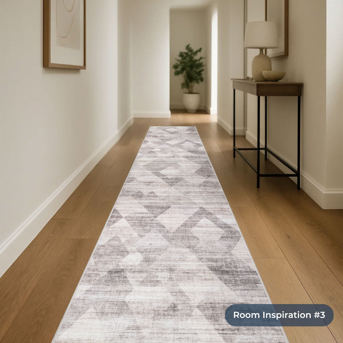 Samuel Grey/Ivory Washable Hall Runner
