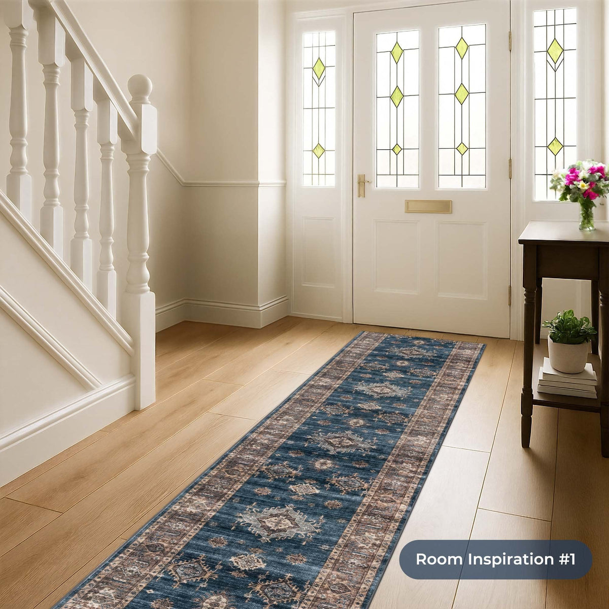 Philon Teal/Rust Washable Hall Runner