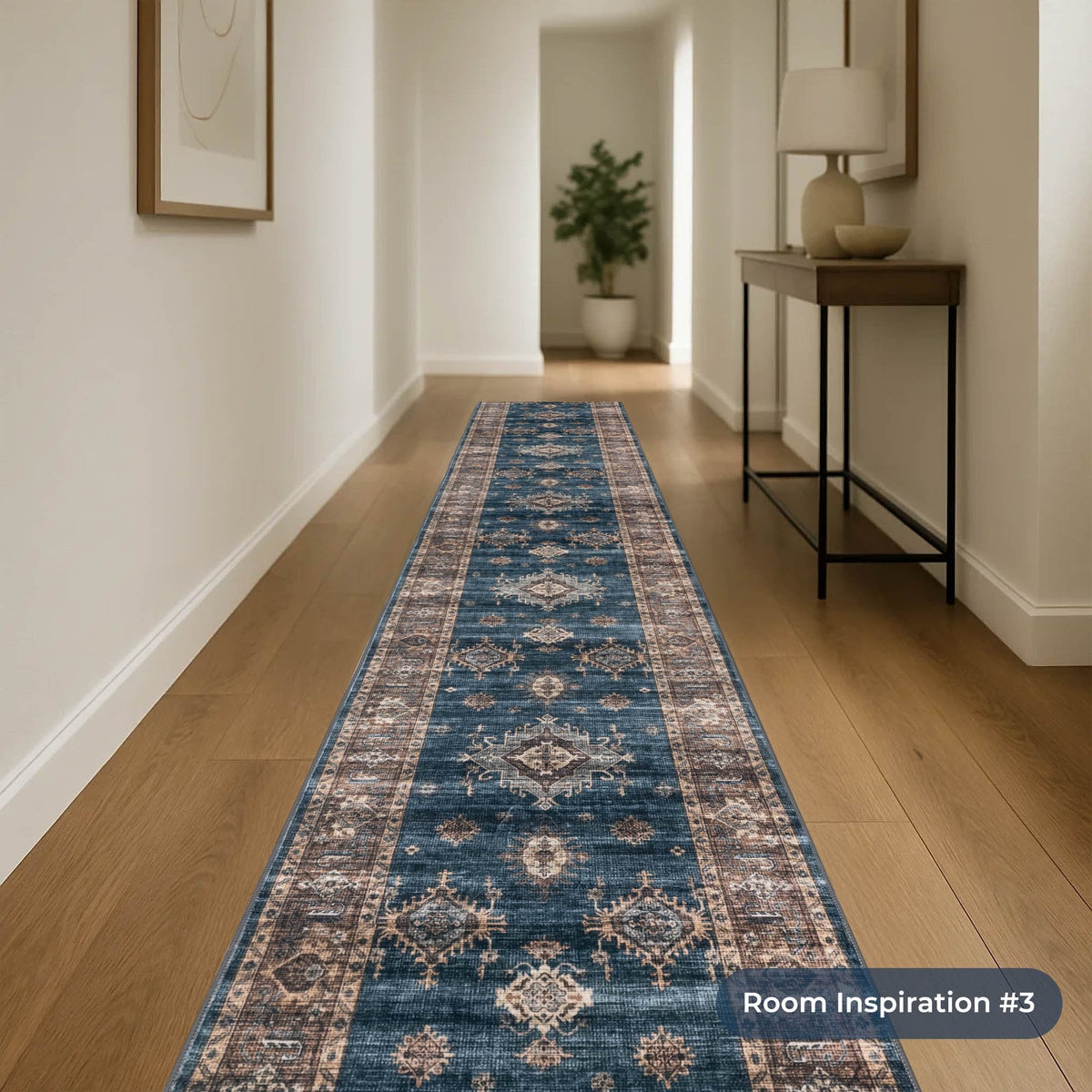 Philon Teal/Rust Washable Hall Runner