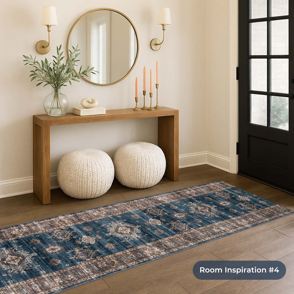 Philon Teal/Rust Washable Hall Runner