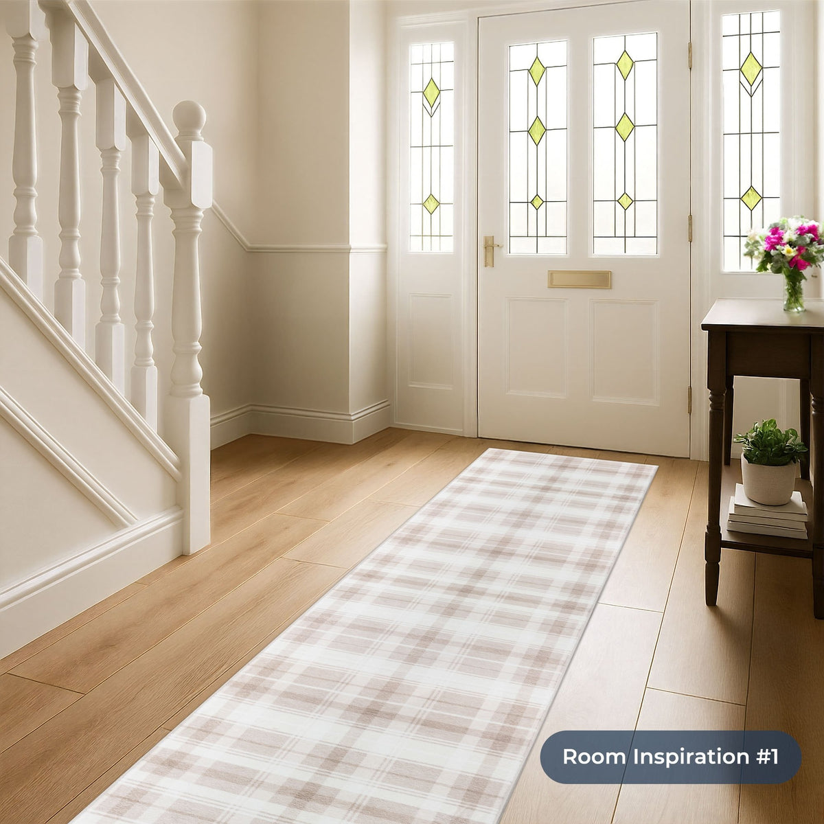 Sabrina Beige/Ivory Washable Rug Runner