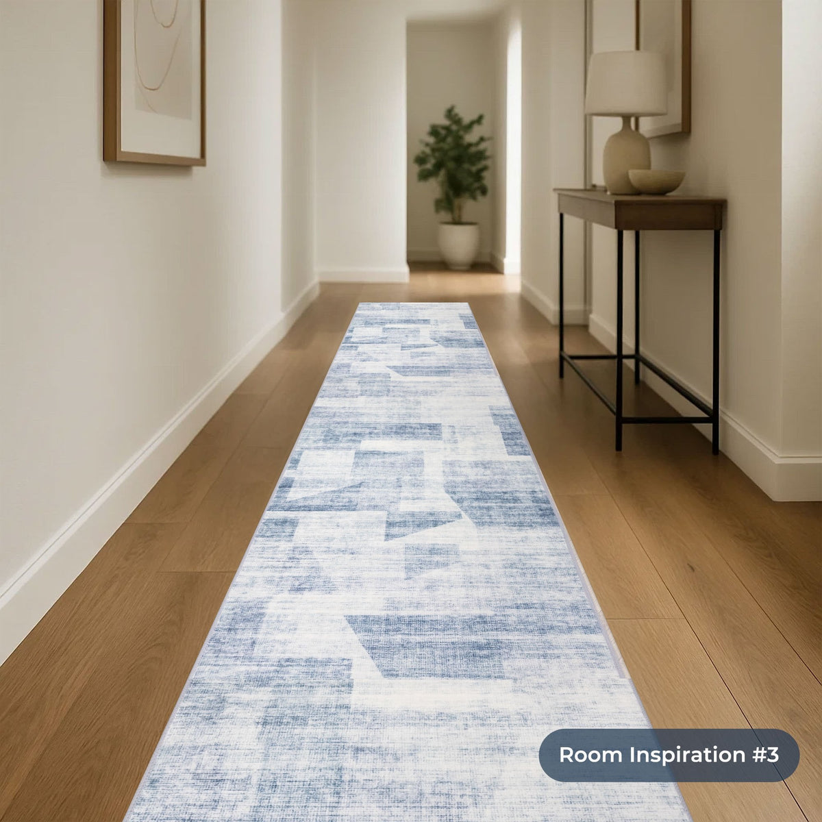 Sidney Light Blue Washable Hall Runner