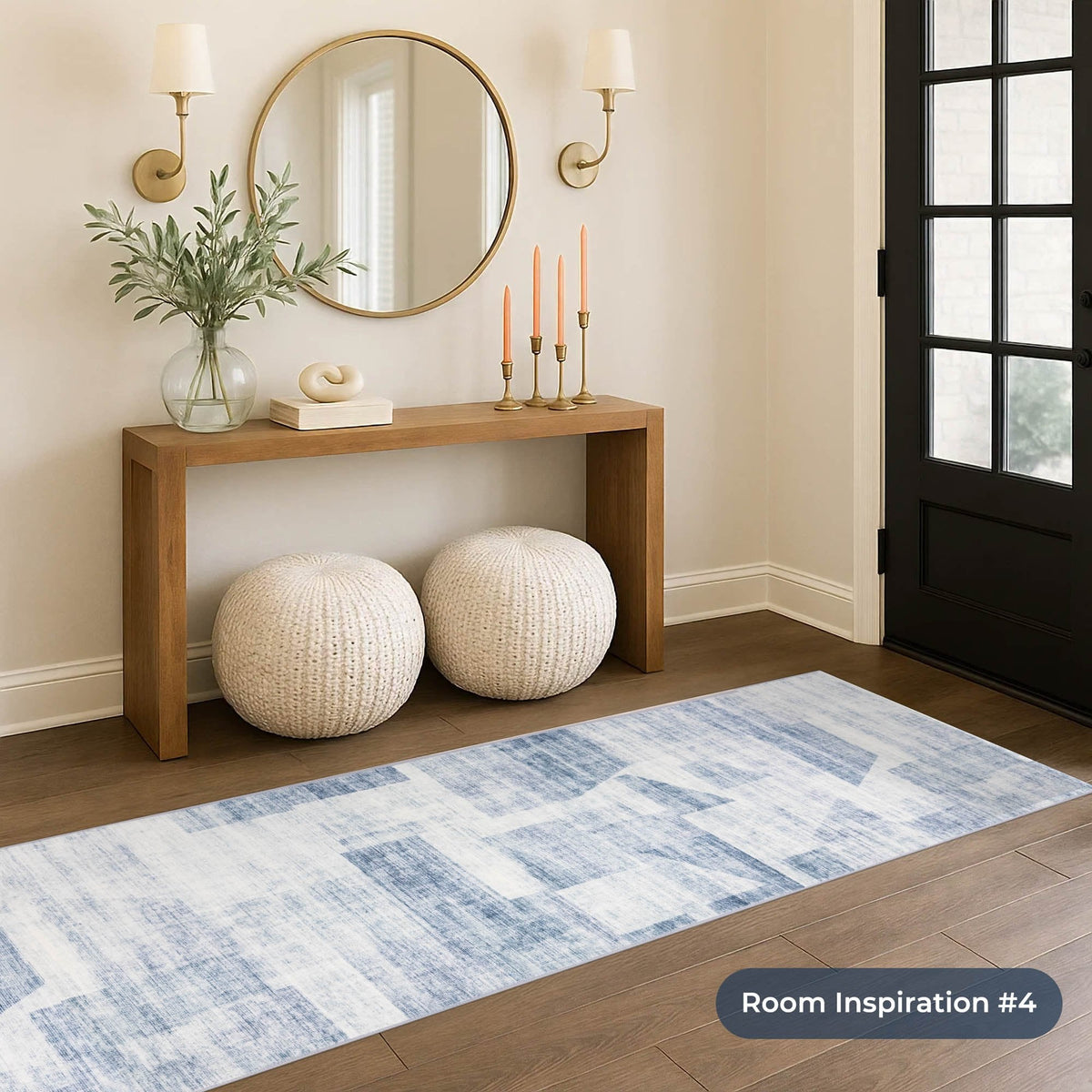 Sidney Light Blue Washable Hall Runner