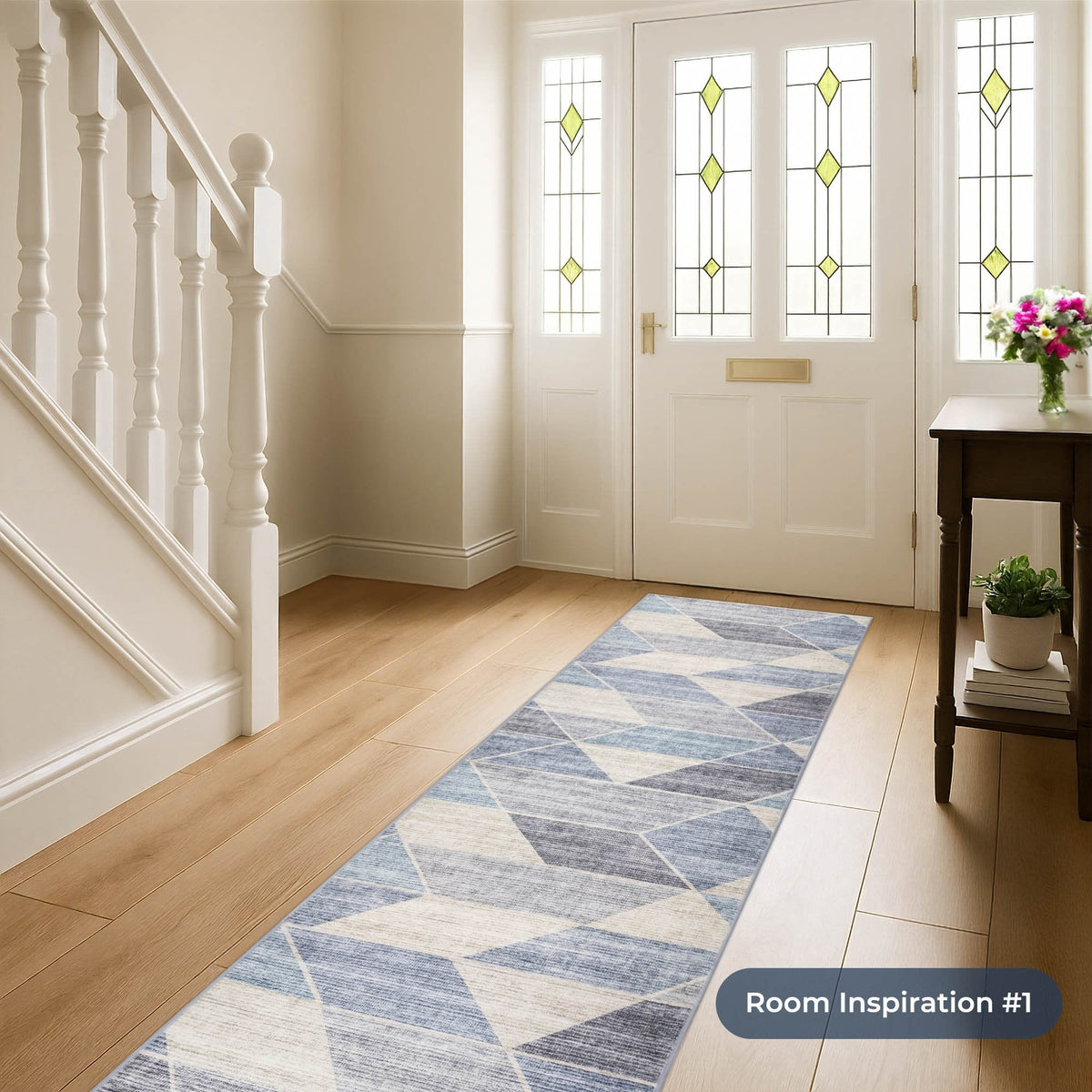 Shamir Multi/Blue Washable Rug Runner